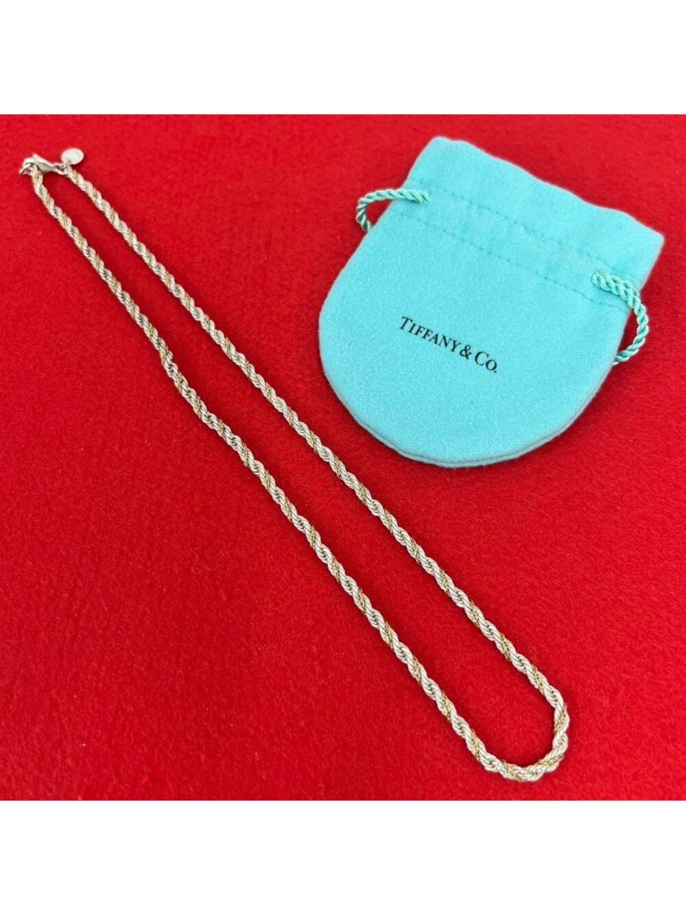 Tiffany & Co Vintage Twisted Rope Necklace Silver 18K Yellow Gold